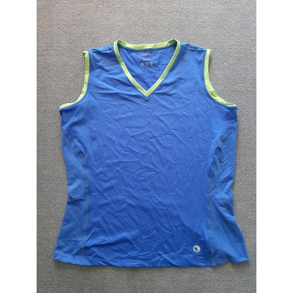 Gander Mountain Blue Sleeveless Womens L Large Polyester Spandex Athletic shirt